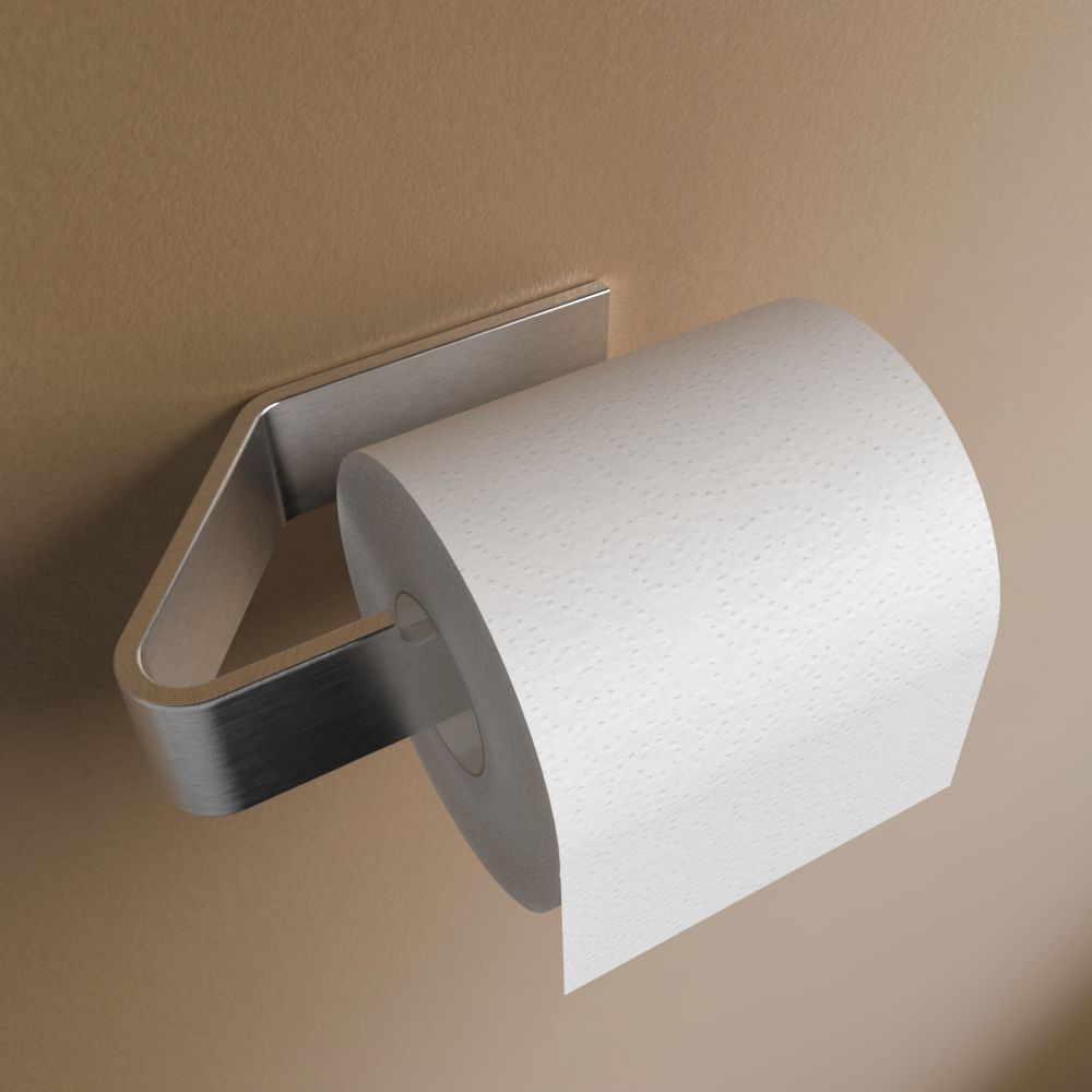 Anzeige_Render Designfabrik Hamburg toilettenpapierhalter No drilling silbergrau gebürstet stainless steel optik