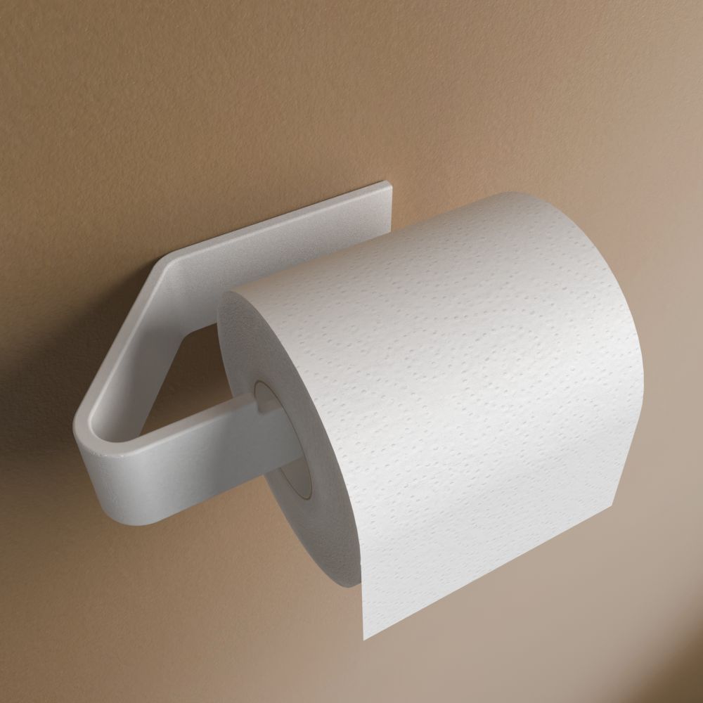 Designfabrik Hamburg toilettenpapierhalter ohne Bohren weiß Anzeige_Render