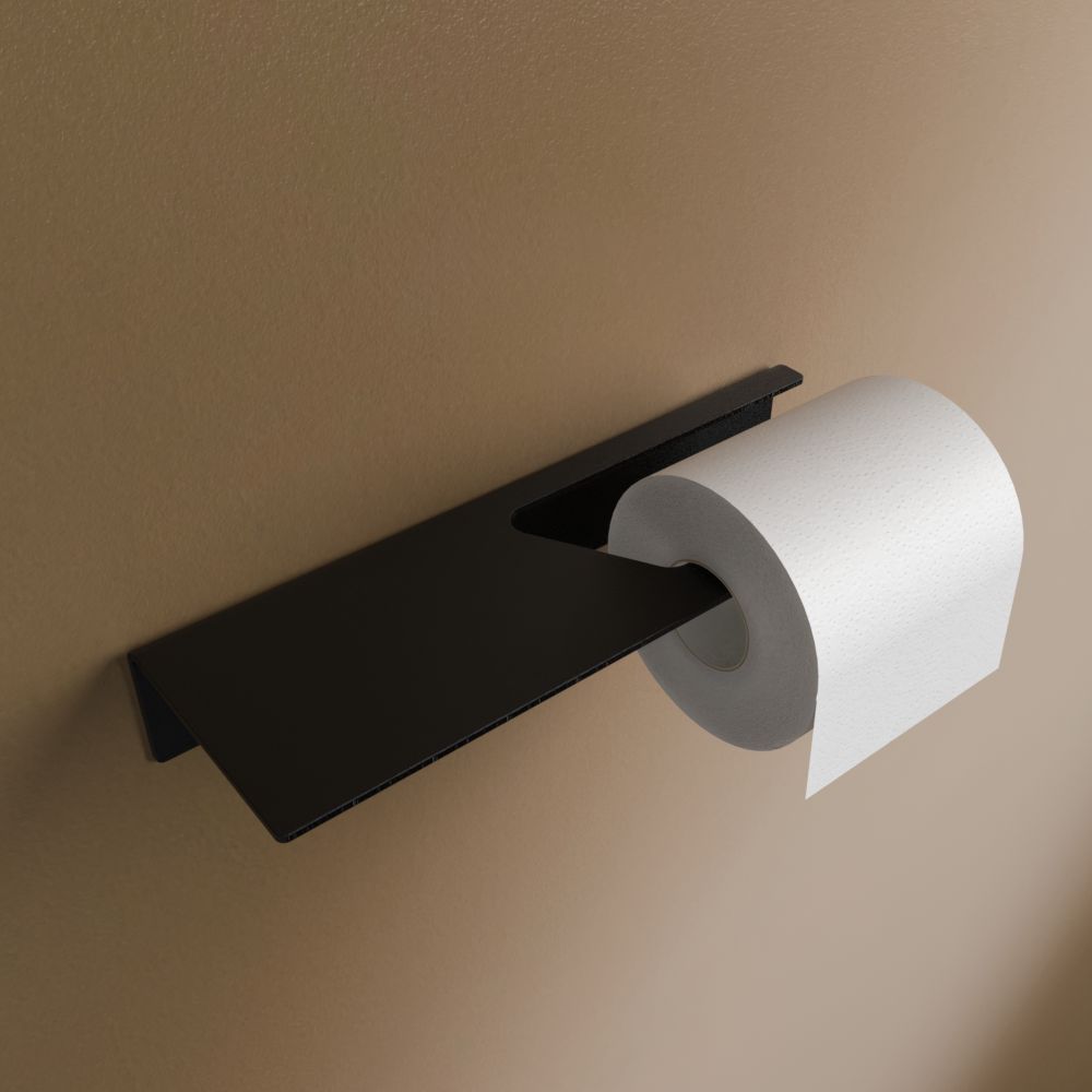 Anzeige_Render Designfabrik Hamburg toilettenpapierhalter mit Ablage ohne Bohren matt schwarz