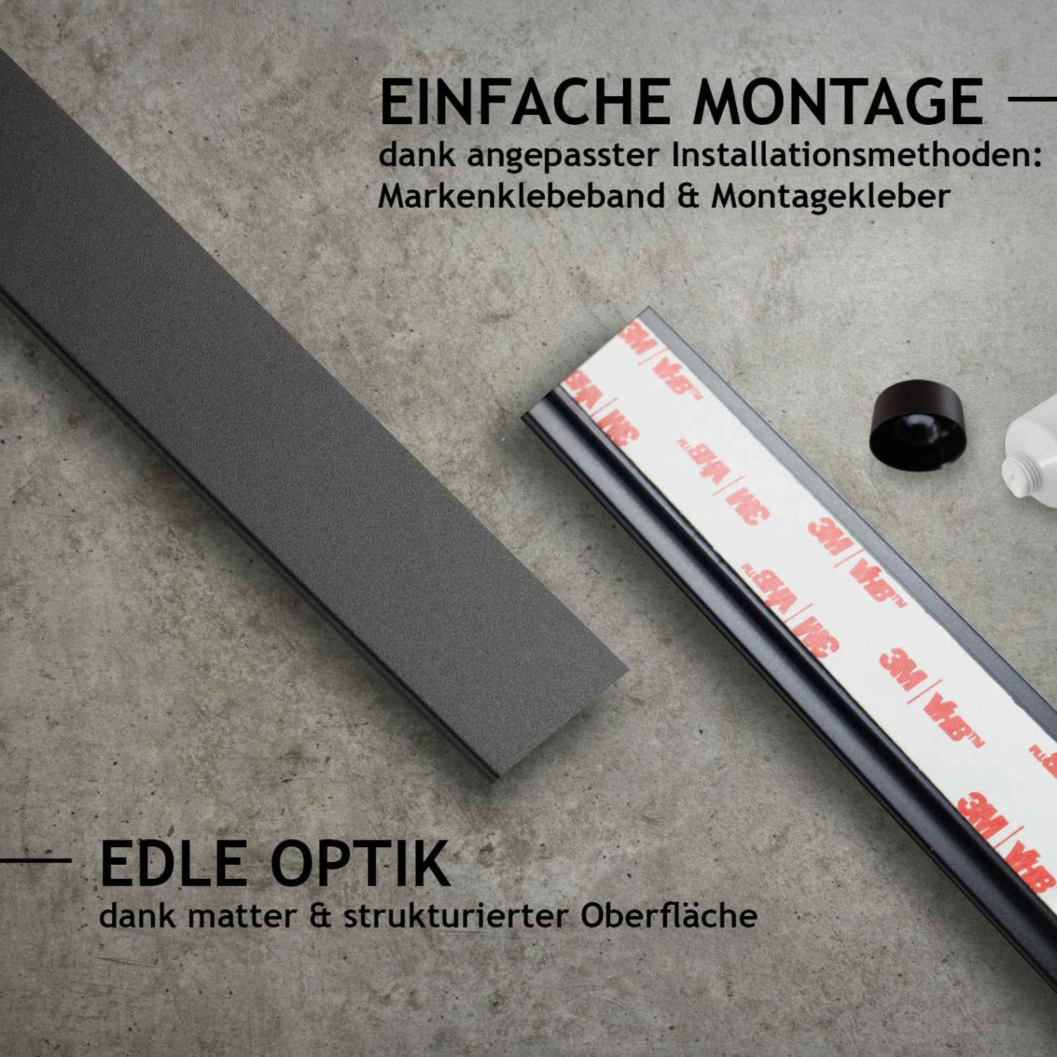 Designfabrik Hamburg Hakenleiste für Küchenutensilien selbstklebend, Küchenutensilienhalter ohne Bohren schwarz