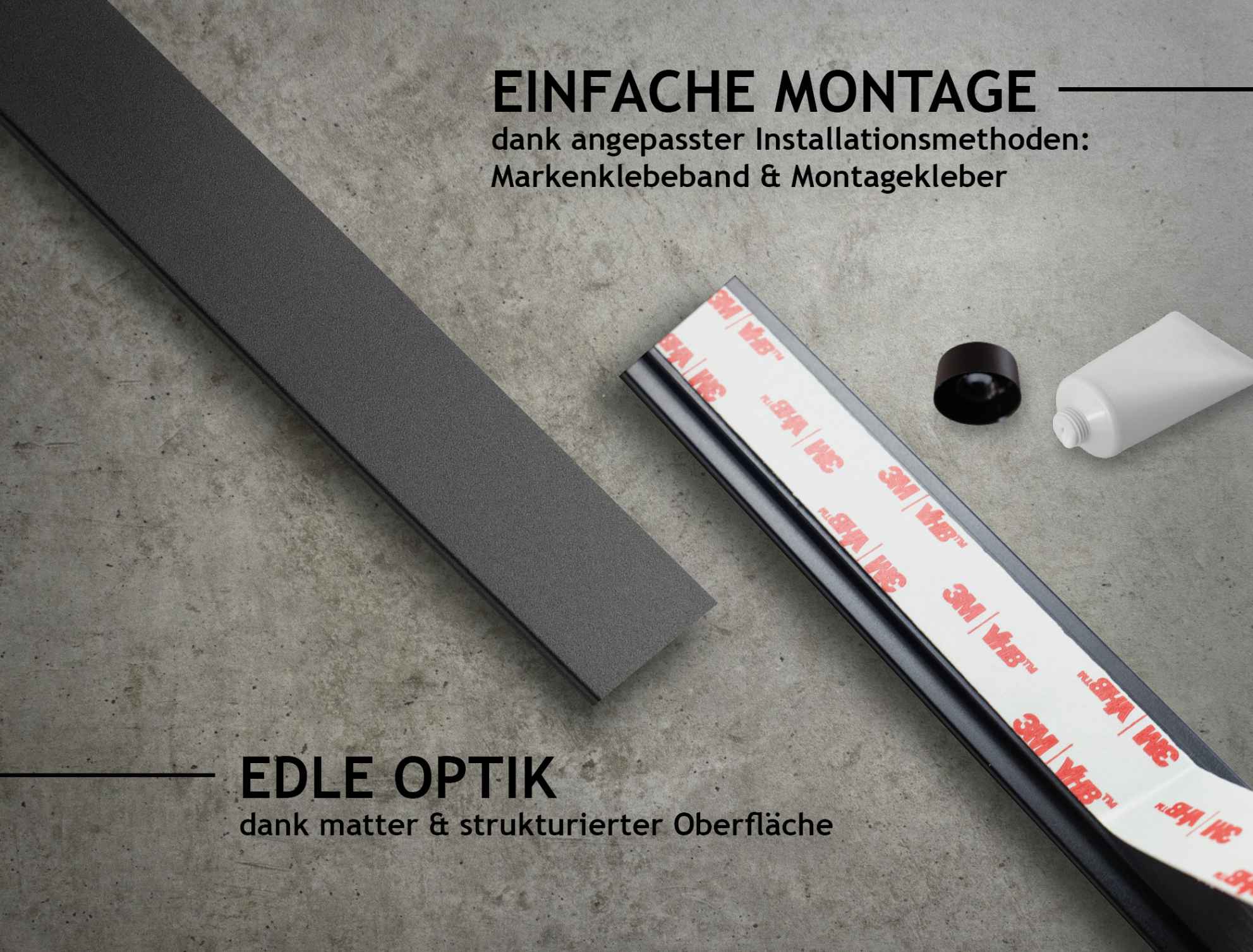 Designfabrik Hamburg Hakenleiste für Küchenutensilien selbstklebend, Küchenutensilienhalter ohne Bohren schwarz