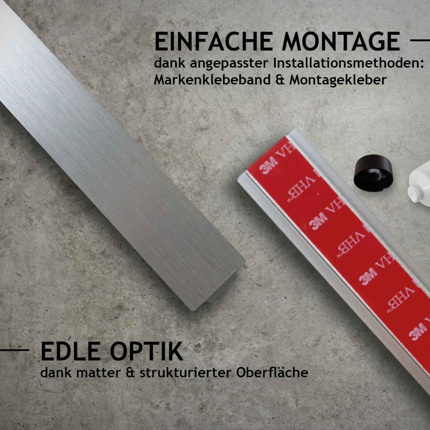 Designfabrik Hamburg Hakenleiste für Küchenutensilien selbstklebend, Küchenutensilienhalter ohne Bohren silber