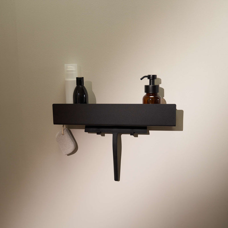 Designfabrik Hamburg Duschablage ohne Bohren Duschregal Wandbefestigung selbstklebend 42cm schwarz