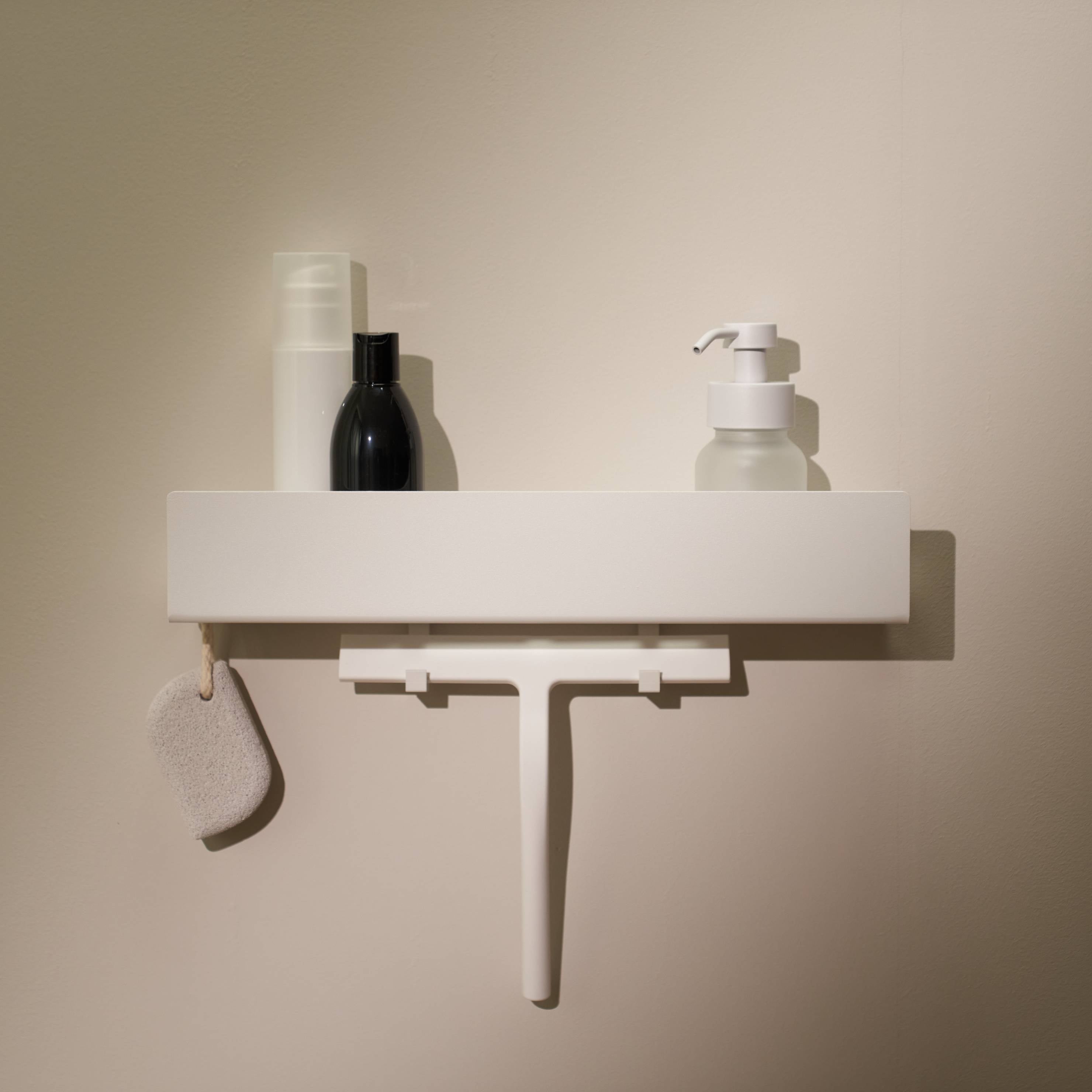 Designfabrik Hamburg Duschablage ohne Bohren Duschregal Wandbefestigung selbstklebend 42cm weiß