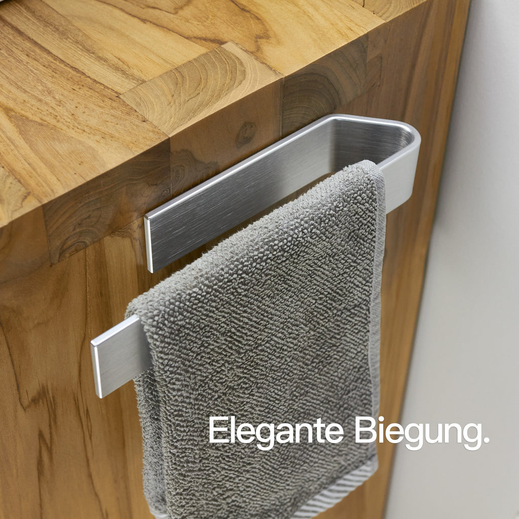 Designfabrik Hamburg Handtuchhalter ohne Bohren selbstklebend zur Wandmontage, am Waschtisch oder am Waschbecken. Handtuchstange oder Handtuchring