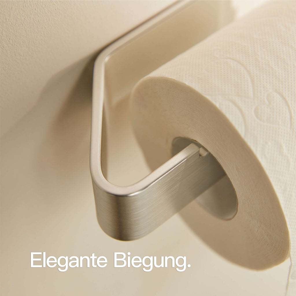 Designfabrik Hamburg selbstklebender Toilettenpapierhalter Klorollenhalter ohne Bohren silbergrau gebürstet