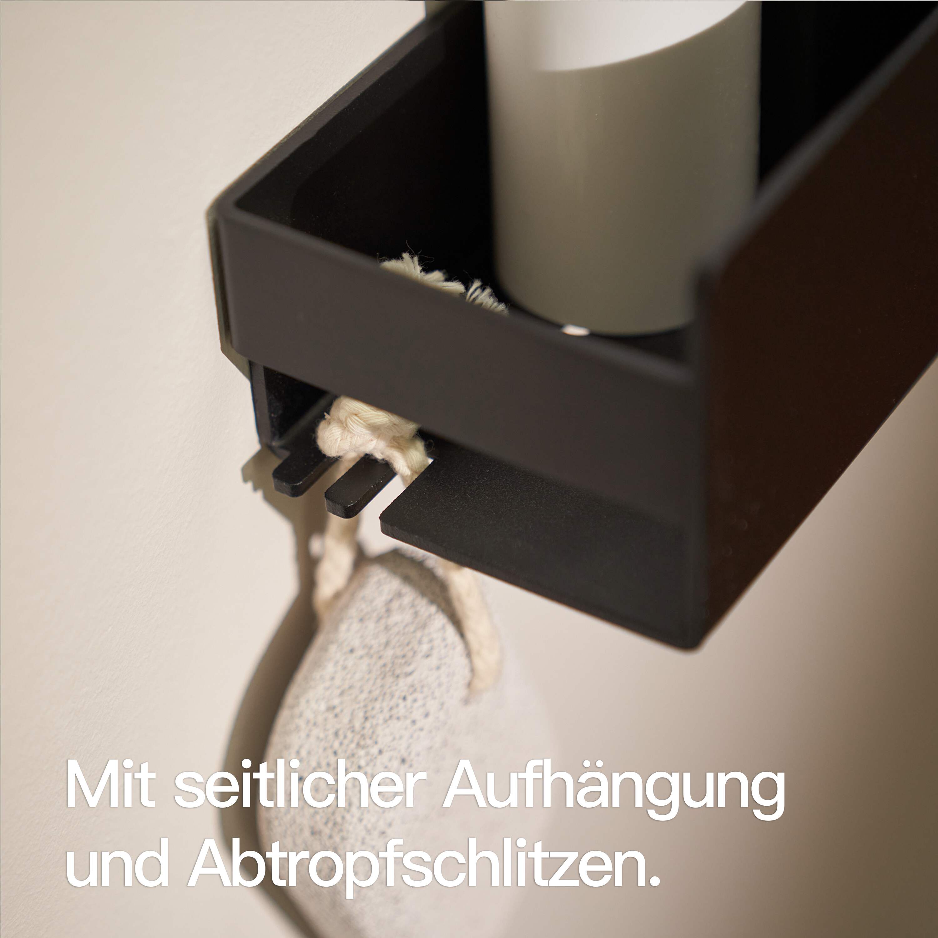 Designfabrik Hamburg Duschablage ohne Bohren Wandmontage selbstklebend schwarz 30cm