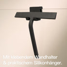 Designfabrik Hamburg Duschabzieher aus Silikon mit selbstklebender Wandhalterung und Hängehalterung schwarz matt