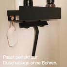 Designfabrik Hamburg Duschabzieher aus Silikon mit selbstklebender Wandhalterung und Hängehalterung schwarz matt