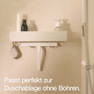 Designfabrik Hamburg Duschabzieher aus Silikon mit selbstklebender Wandhalterung und Hängehalterung weiß