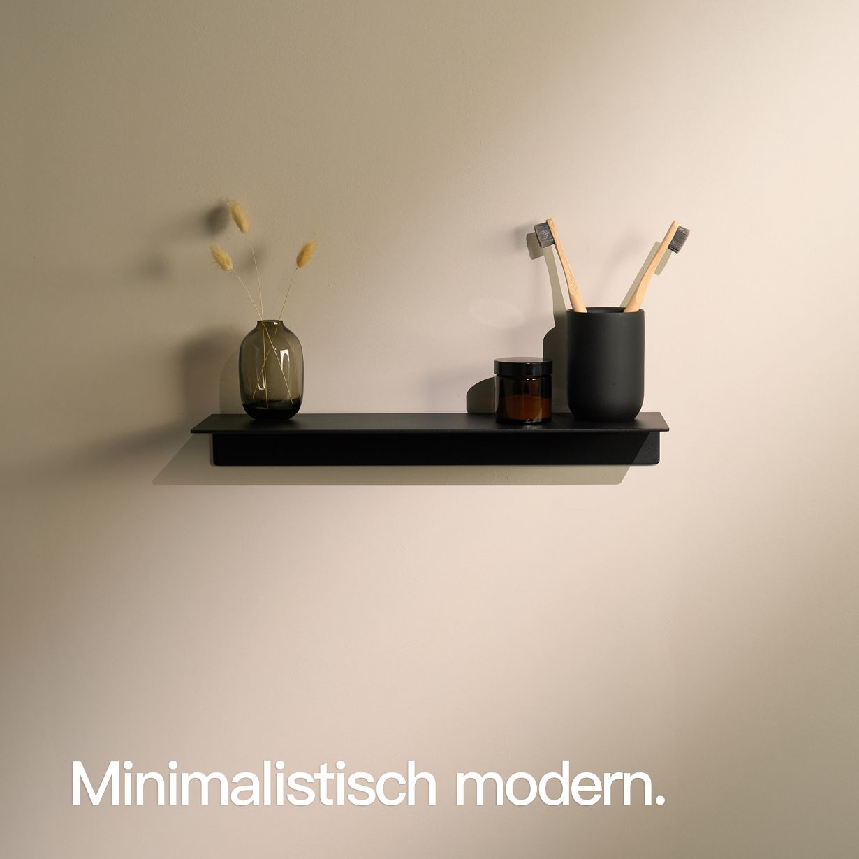 Designfabrik Hamburg Wandregal ohne Bohren zum Kleben. Badablage kleben schwarz