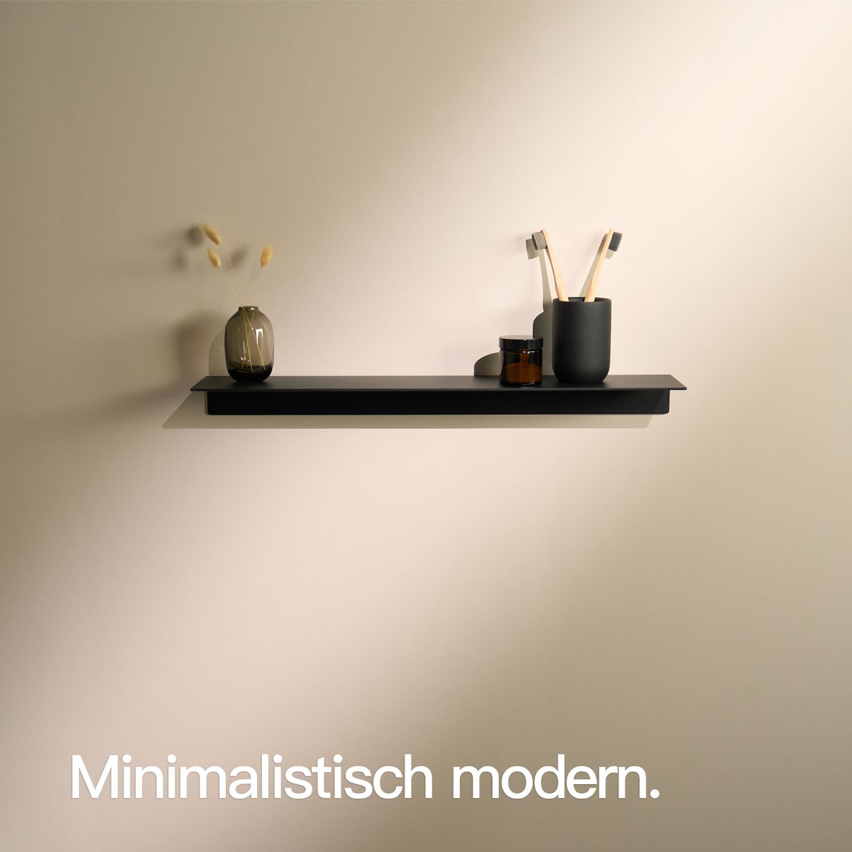 Designfabrik Hamburg Wandregal ohne Bohren zum Kleben. Badablage kleben schwarz