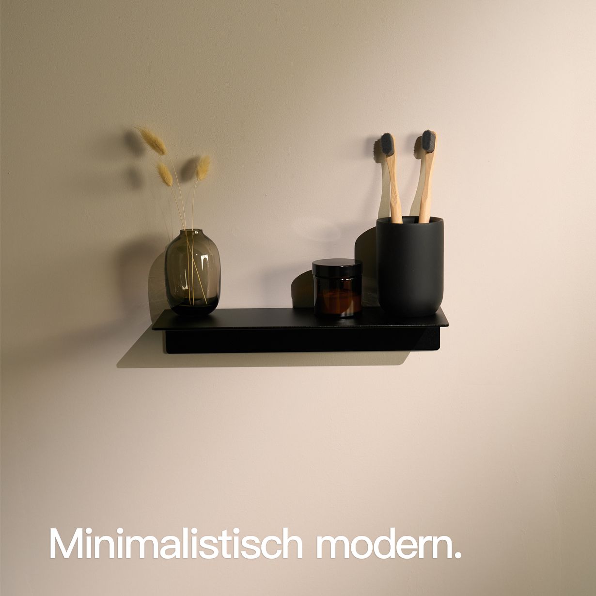 Designfabrik Hamburg Wandregal ohne Bohren zum Kleben. Badablage kleben schwarz