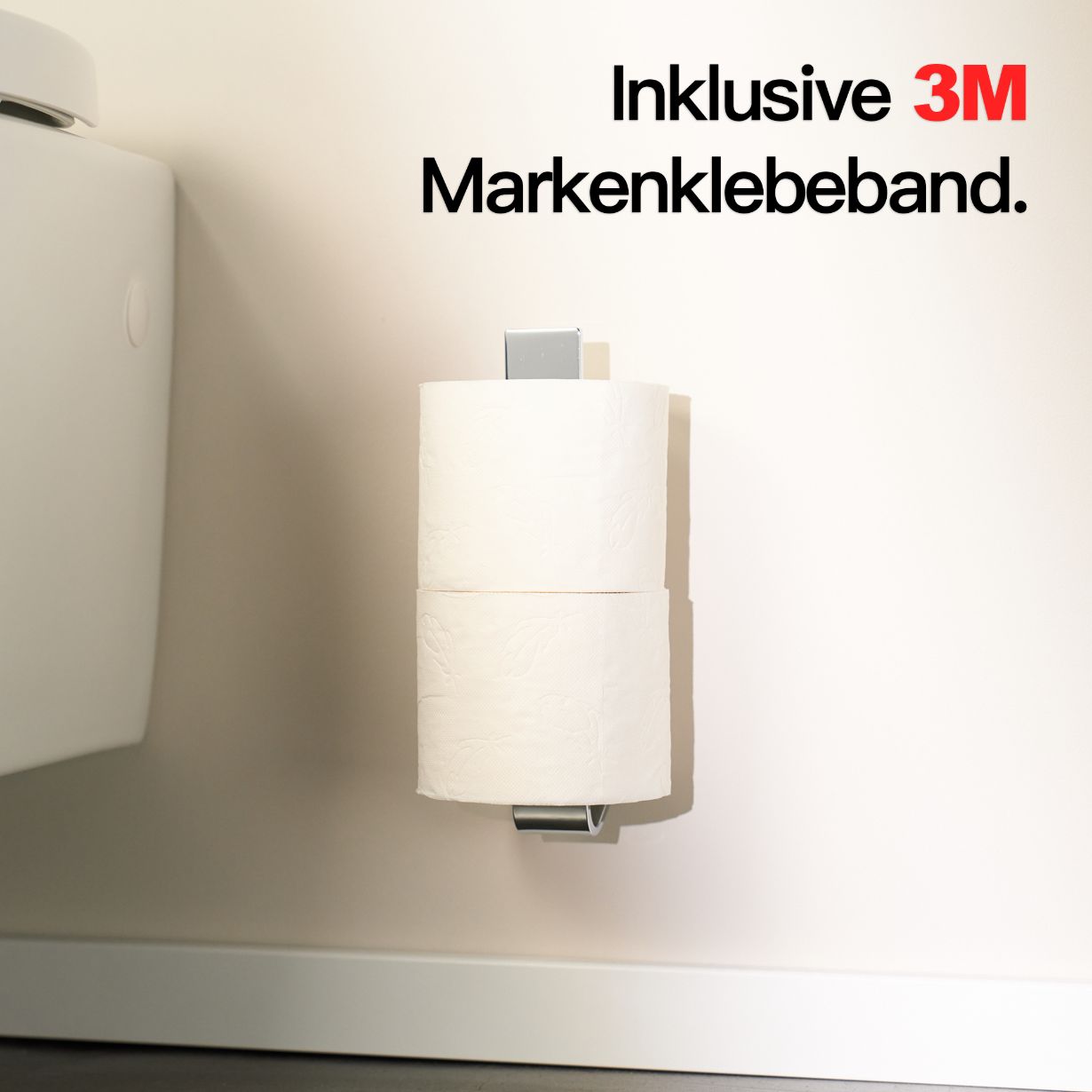 Designfabrik Hamburg Ersatzrollenhalter für Klopapier zum Kleben ohne Bohren mittels 3M Markenklebeband