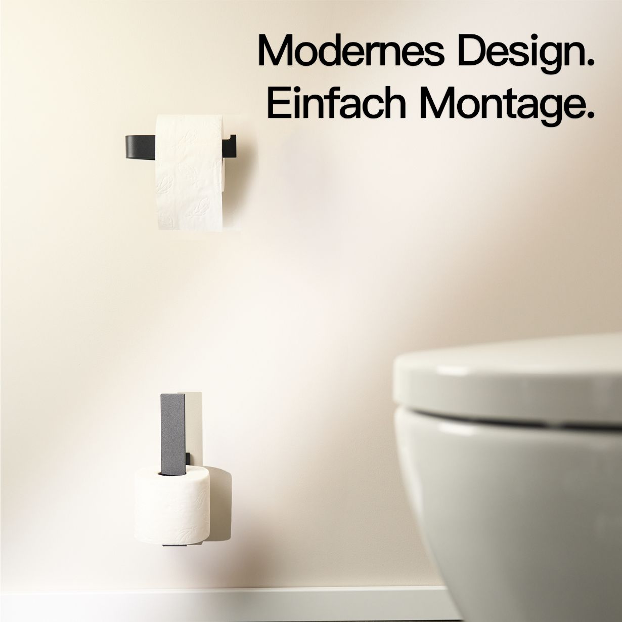 Designfabrik Hamburg Ersatzrollenhalter für Klopapier zum Kleben ohne Bohren mittels 3M Markenklebeband