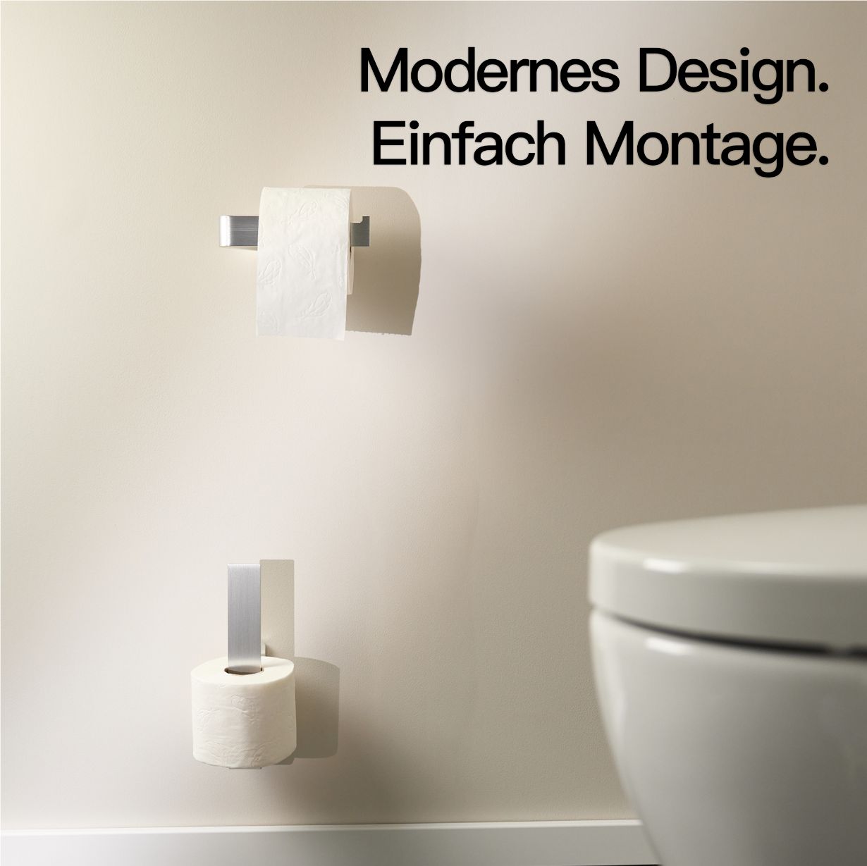 Designfabrik Hamburg Ersatzrollenhalter für Klopapier zum Kleben ohne Bohren mittels 3M Markenklebeband