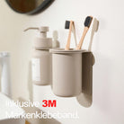 Designfabrik Hamburg glass toothbrush cup with wall mount, no drilling, beige