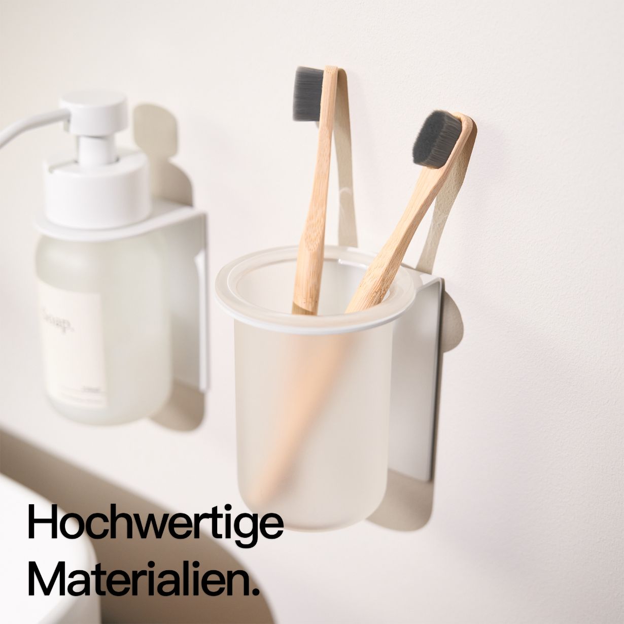 Designfabrik Hamburg Zahnbürstenhalter selbstklebend ohne Bohren aus Glas und Edelstahl