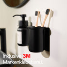 Designfabrik Hamburg Zahnbürstenhalter selbstklebend ohne Bohren aus Glas und Edelstahl