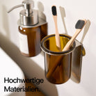 Designfabrik Hamburg Zahnbürstenhalter selbstklebend ohne Bohren aus Glas und Edelstahl