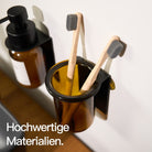 Designfabrik Hamburg Zahnbürstenhalter selbstklebend ohne Bohren aus Glas und Edelstahl