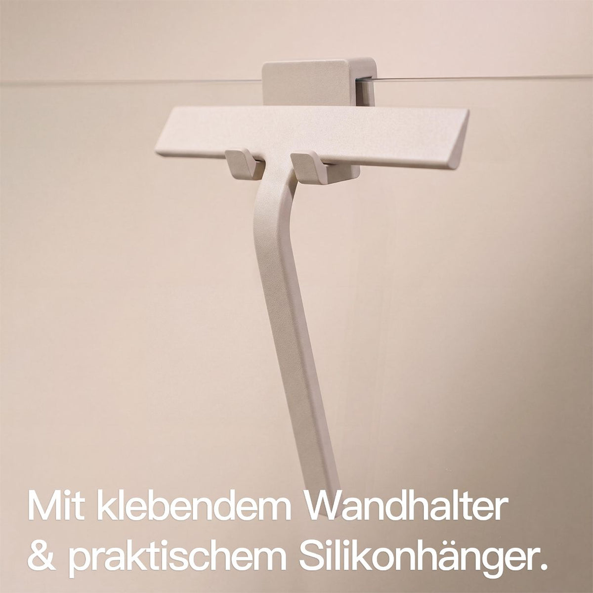 Designfabrik Hamburg Duschabzieher aus Silikon mit zwei verschiedenen Halterungen für Wand und Duschwand beige
