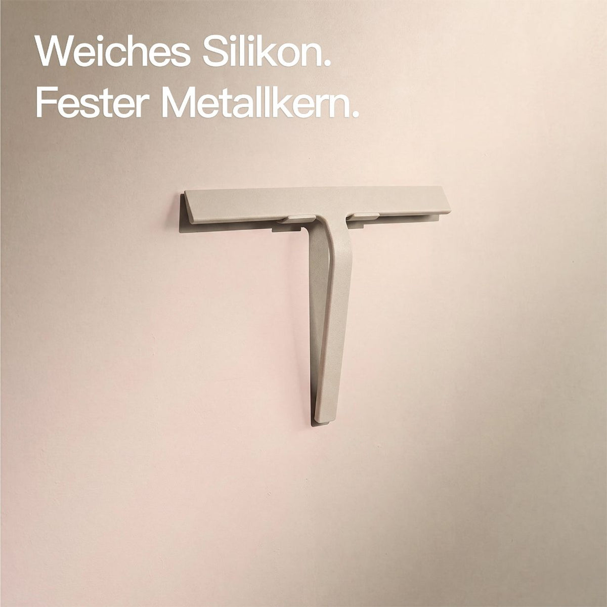 Designfabrik Hamburg Duschabzieher aus Silikon mit zwei verschiedenen Halterungen für Wand und Duschwand beige