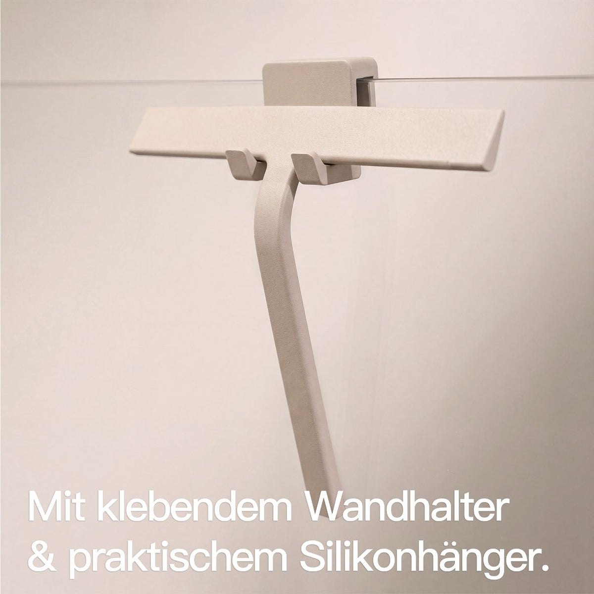 Designfabrik Hamburg Duschabzieher aus Silikon mit zwei verschiedenen Halterungen für Wand und Duschwand beige