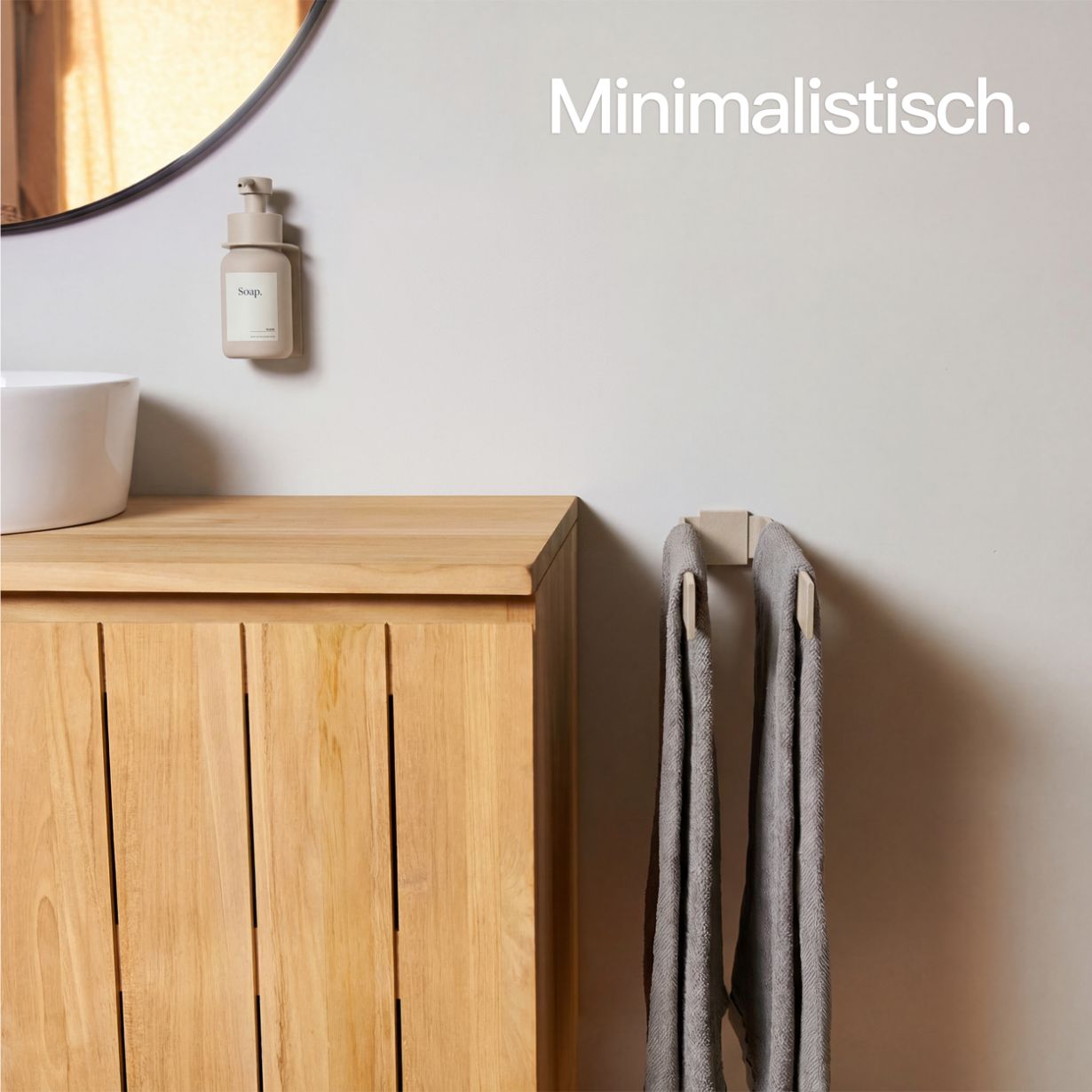 Designfabrik Hamburg doppelarmiger Handtuchhalter zur Schraubmontage in minimalistischem Design aus Metall beige
