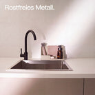 Designfabrik Hamburg Spülcaddy als Küchenorganizer Metall und Silikonboden beige
