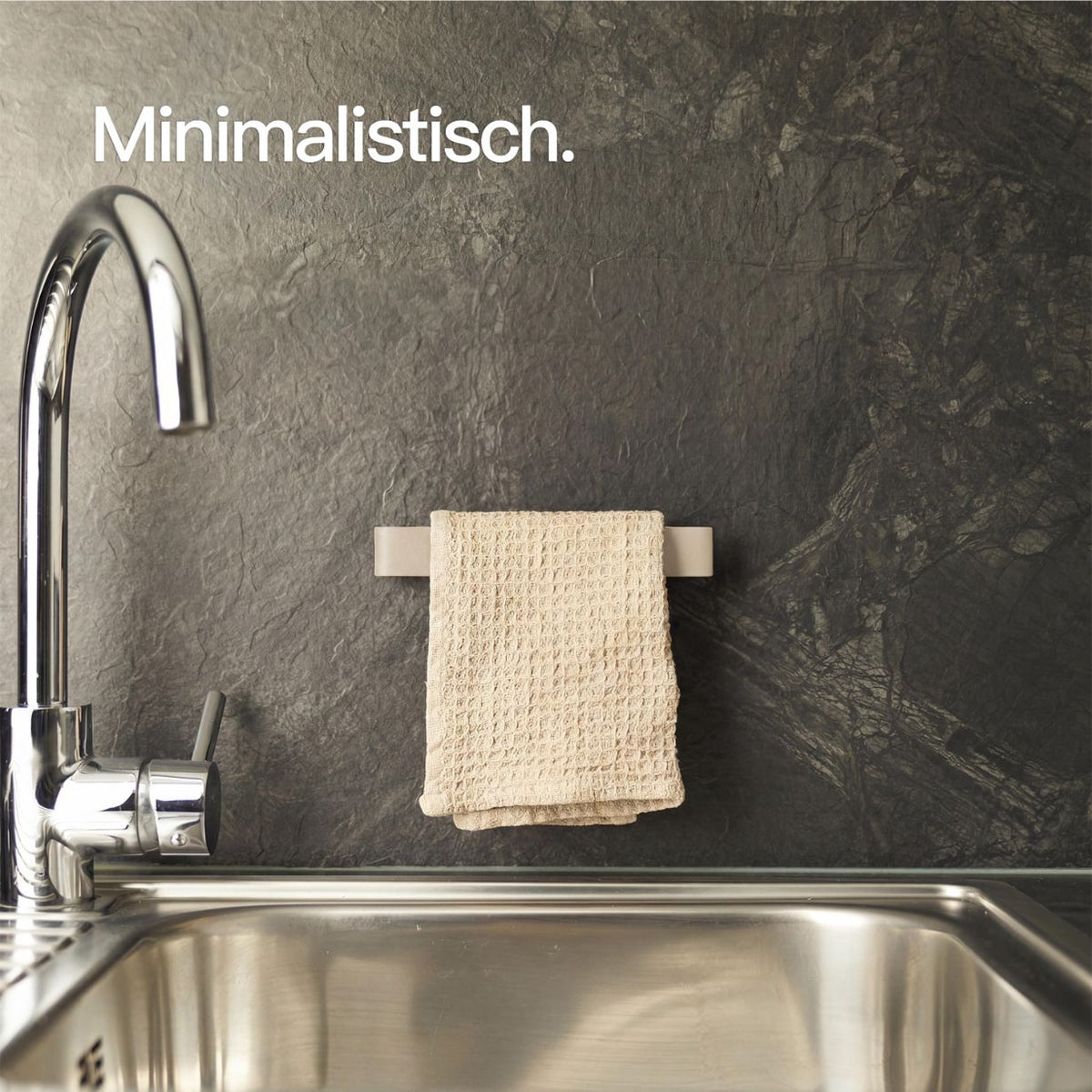 Designfabrik Hamburg Spültuchhalter ohne Bohren zur Montage am und im Waschbecken Beige