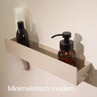 Designfabrik Hamburg Duschablage ohne Bohren zum Ankleben, rostfrei mit verschiebbaren Haken Beige