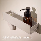 Designfabrik Hamburg Duschablage ohne Bohren zum Ankleben, rostfrei mit verschiebbaren Haken Beige