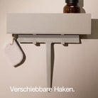 Designfabrik Hamburg Duschablage ohne Bohren zum Ankleben, rostfrei mit verschiebbaren Haken Beige