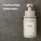 Designfabrik Hamburg Glas Seifenspender zur Wandmontage ohne Bohren mit Wandhalterung aus Edelstahl Beige