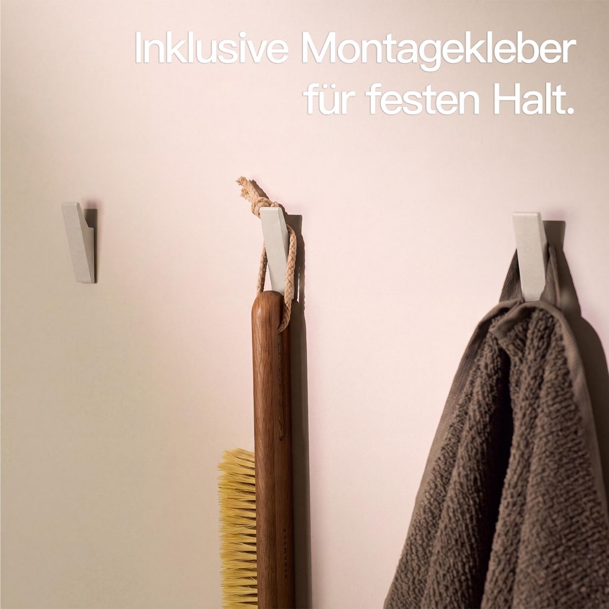 Designfabrik Hamburg Klebehaken ohne Bohren zur Wandmontage selbstklebend beige