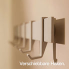 Designfabrik Hamburg Garderobenleiste mit verschiebbaren Haken zur Schraubmontage Beige