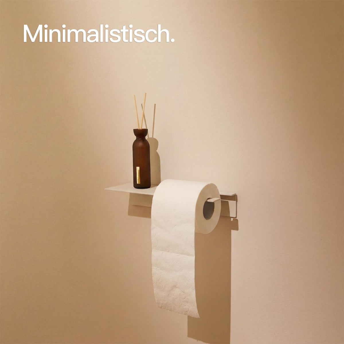 Designfabrik Hamburg Toilettenpapierhalter ohne Bohren mit Ablage zur Wandmontage beige 