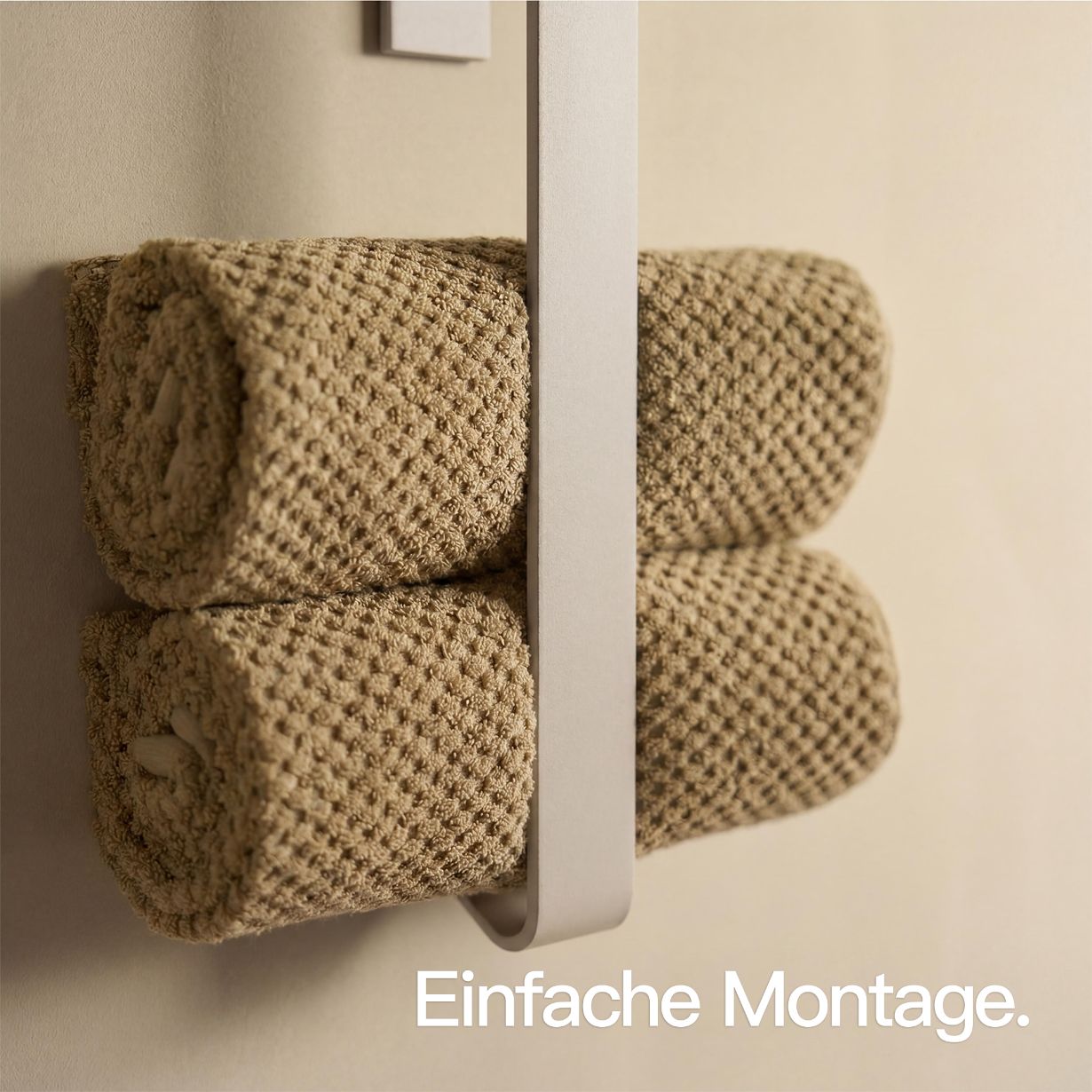Designfabrik Hamburg Handtuchhalter vertikal ohne Bohren für Gästehandtücher beige