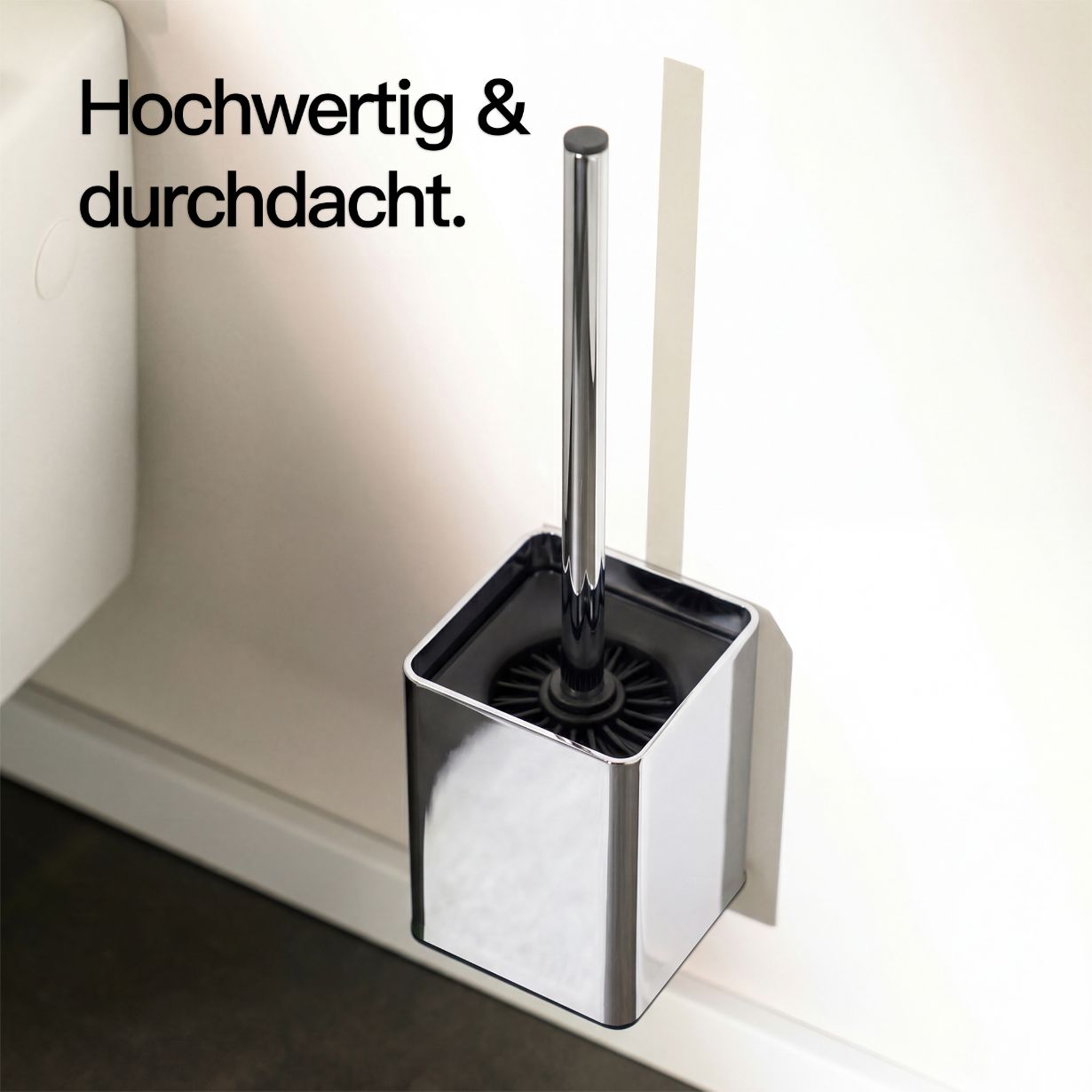 Designfabrik Hamburg Toilettenbürste aus Silikon mit Metallgehäuse Chrom glänzend