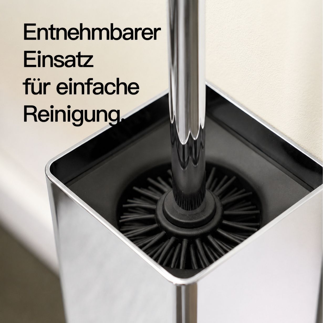 Designfabrik Hamburg Toilettenbürste aus Silikon mit Metallgehäuse Chrom glänzend