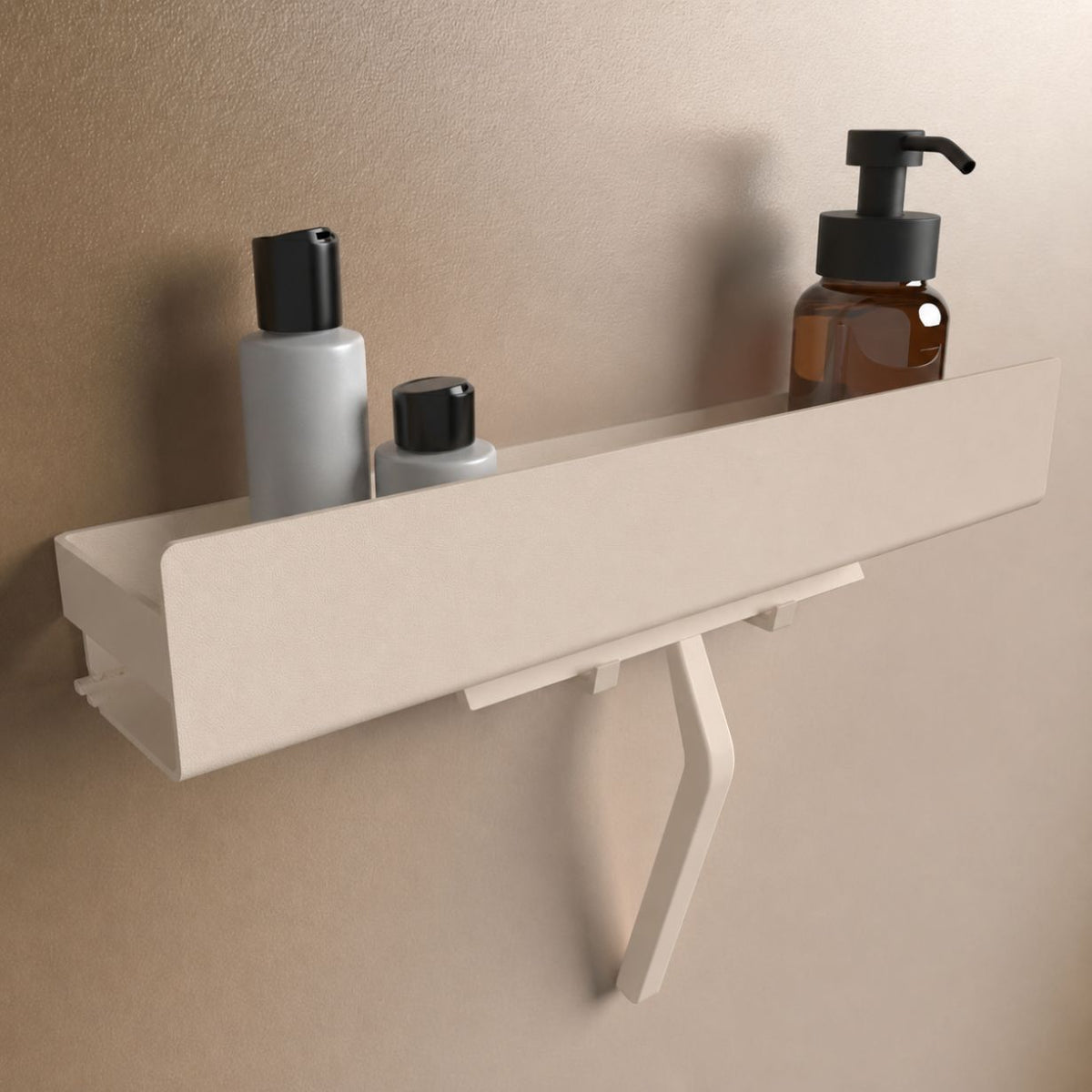 Ad render Designfabrik Hamburg shower shelf without drilling, self-adhesive wall-mounted bathroom shelf, 42 cm