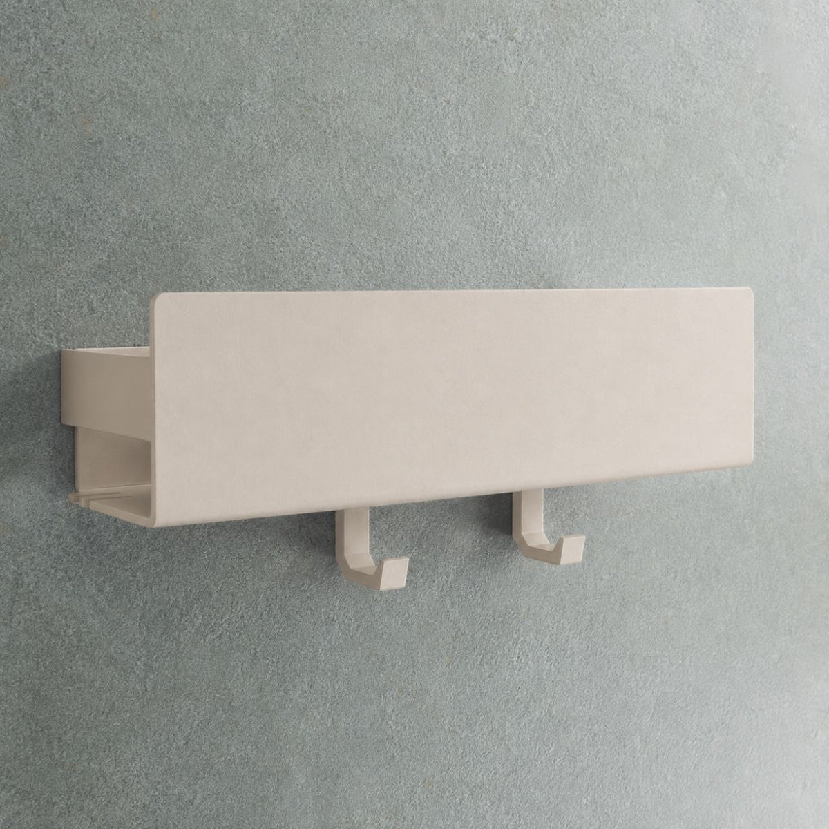 Designfabrik Hamburg beige shower shelf without drilling for adhesive mounting, rustproof with adjustable hooks