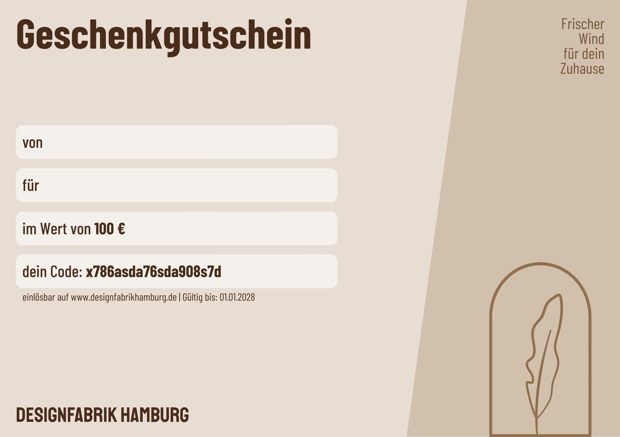 Designfabrik Hamburg Geschenkgutschein / Geschenkkarte / Wertgutschein Design