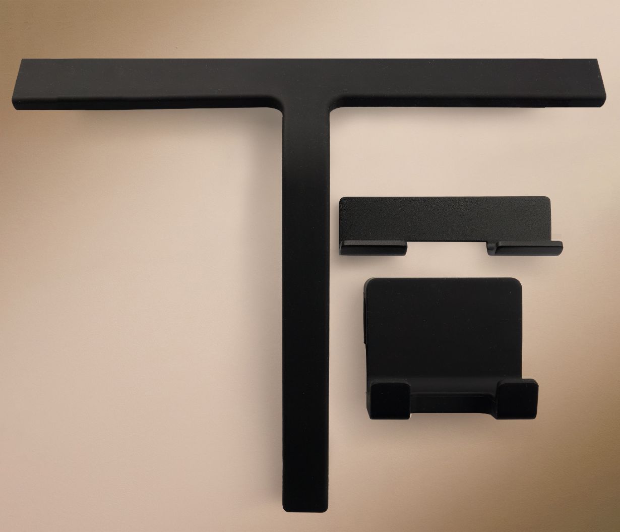 Designfabrik Hamburg Duschabzieher aus Silikon mit selbstklebender Wandhalterung und Hängehalterung schwarz matt