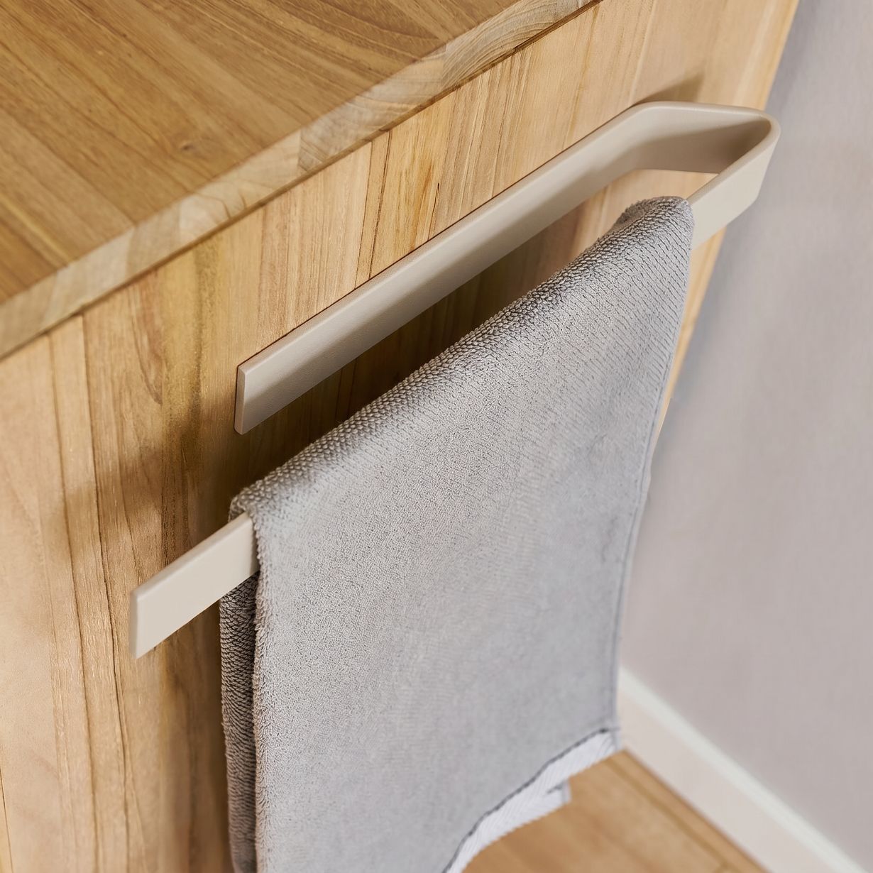 Designfabrik Hamburg selbstklebender Handtuchhalter ohne Bohren Beige