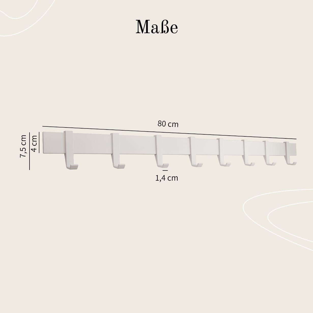 Designfabrik Hamburg Garderobenleiste mit verschiebbaren Haken