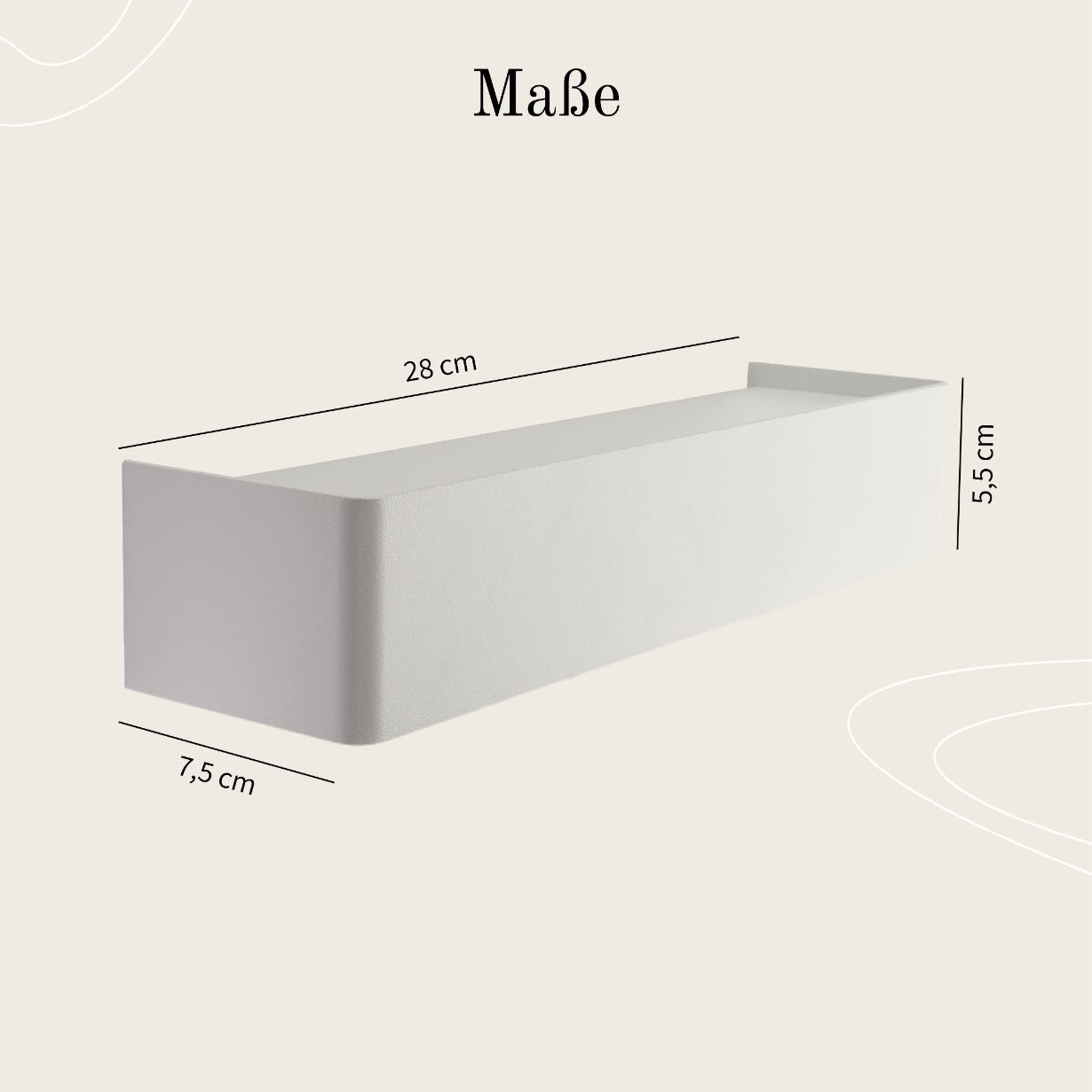 Designfabrik Hamburg minimalistisches Schlüsselbrett aus Metall mit Ablage passend zur Wandgarderobe Maße