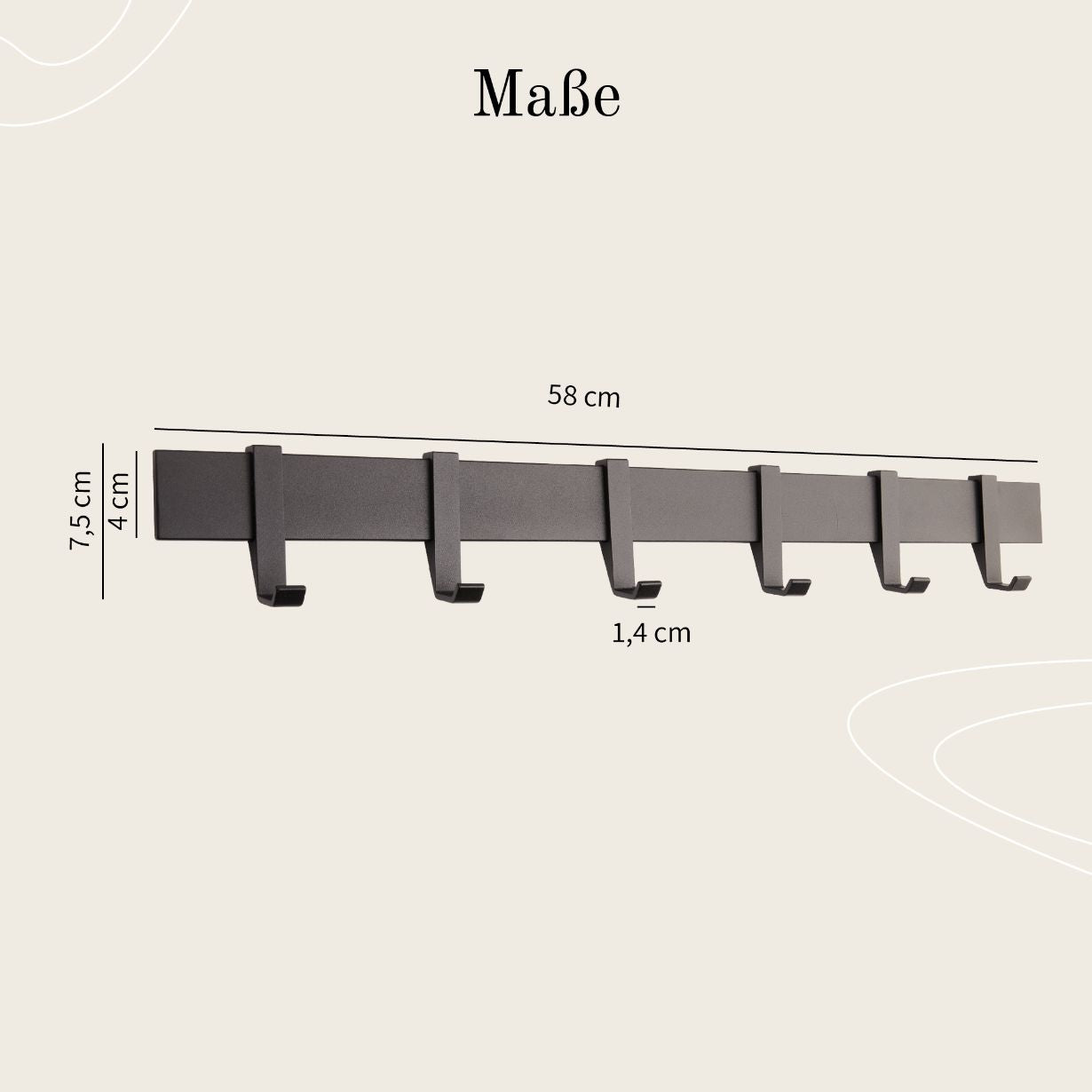 Designfabrik Hamburg Garderobenleiste mit verschiebbaren Haken