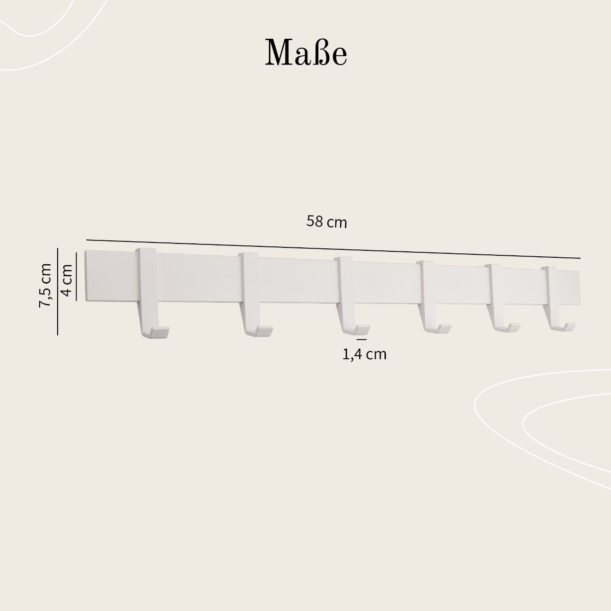 Designfabrik Hamburg Garderobenleiste mit verschiebbaren Haken